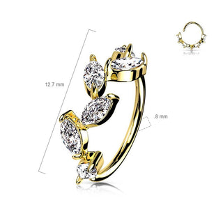 Anillo Circonita Hojas Flexible