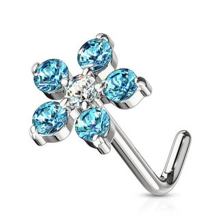 Nariz en L Flor Circonita Plata