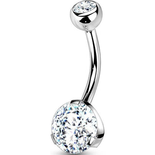 Piercing ombligo Circonita Redonda Plata