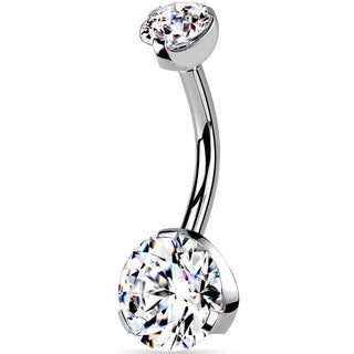 Piercing ombligo Circonita Plata Rosca interna