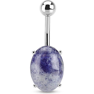 Piercing ombligo Piedra semipreciosa sodalita ovalada