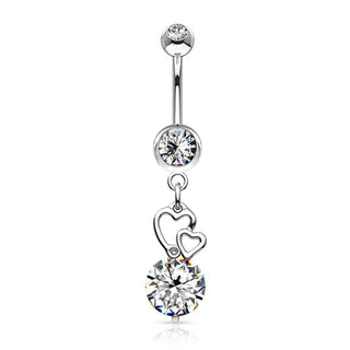 Piercing ombligo Corazón Colgante Circonita Plata