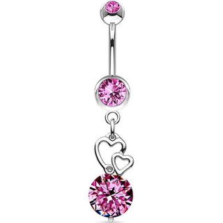 Piercing ombligo Corazón Colgante Circonita Plata