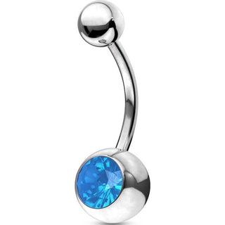 Piercing ombligo Ópalo engaste Bezel Plata