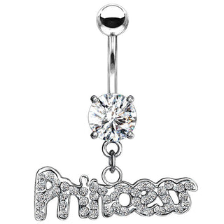 Piercing ombligo Inscripción PRINCESS en circonita