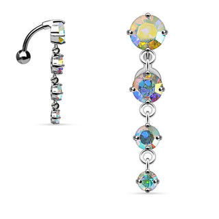 Piercing ombligo Circonita redonda Top-Down colgante Plata