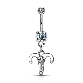 Piercing ombligo Signo del Zodíaco colgante Circonita Plata