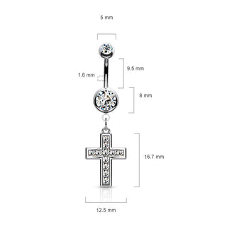 Piercing ombligo Cruz colgante Circonita