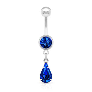 Piercing ombligo Gota colgante Circonita Plata