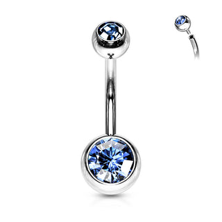 Piercing ombligo Bola Circonita Plata Rosca interna