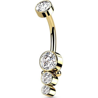 Piercing ombligo Circonita Oro Rosca interna
