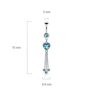 Piercing ombligo Corazón colgante Circonita Plata