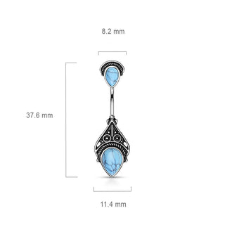 Piercing ombligo Vintage turquesa Piedra semipreciosa