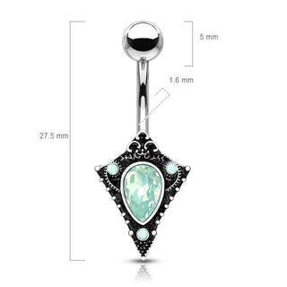Piercing ombligo Ópalo Vintage Plata