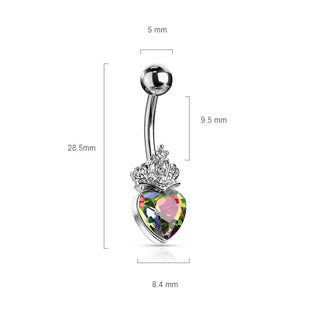 Piercing ombligo Corona Corazón Circonita Plata