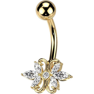 Piercing ombligo Doble Corazón Circonita