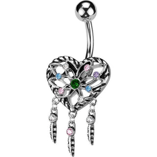 Piercing ombligo Corazón Circonita Plata