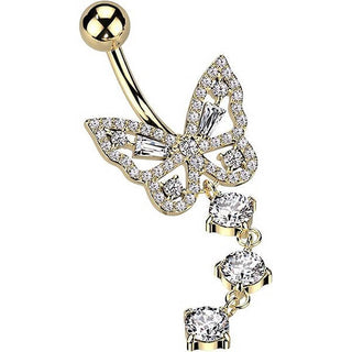 Piercing ombligo Mariposa colgante Circonita