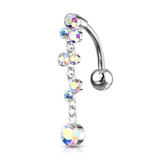Piercing ombligo Burbujas colgantes Top-Down Circonitas Plata