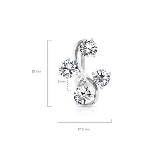 Piercing ombligo 4 Circonita Plata