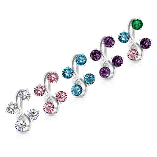 Piercing ombligo 4 Circonita Plata