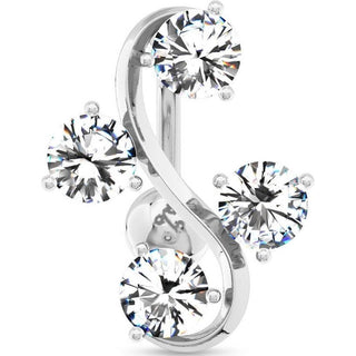 Piercing ombligo 4 Circonita Plata