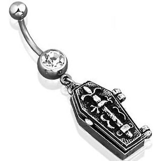 Piercing ombligo Ataúd colgante Circonita Plata