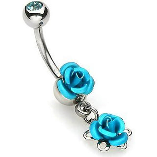 Piercing ombligo Rosa colgante Circonita Plata