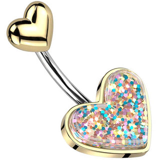 Piercing ombligo Corazón purpurina