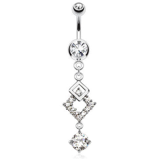 Piercing ombligo Circonita cuadrada colgante Plata