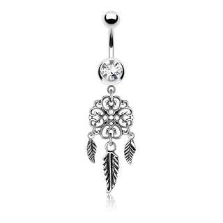 Piercing ombligo Atrapasueños Circonita Plata