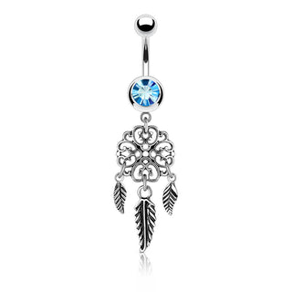 Piercing ombligo Atrapasueños Circonita Plata
