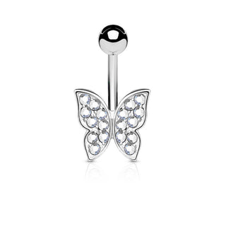 Piercing ombligo Mariposa Circonita Plata