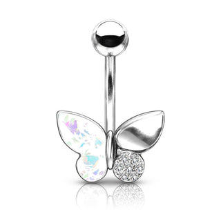 Piercing ombligo Mariposa Circonita Ópalo Plata