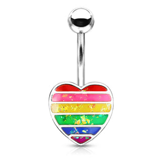 Piercing ombligo Corazón arco iris