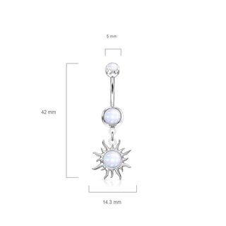 Piercing ombligo Sol Tribal Piedra sintetica luminosa Colgante