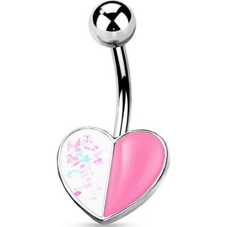 Piercing ombligo Corazón Ópalo Plata