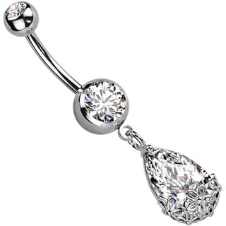 Piercing ombligo Gota circonita flores