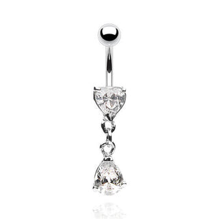 Piercing ombligo Corazón con Gota colgante Circonita Plata