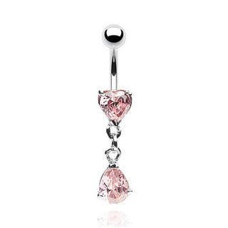 Piercing ombligo Corazón con Gota colgante Circonita Plata