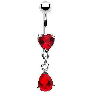 Piercing ombligo Corazón con Gota colgante Circonita Plata