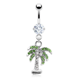 Piercing ombligo Palmera colgante Circonita