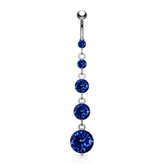 Piercing ombligo 5 Circonita colgante Plata
