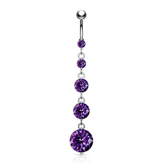 Piercing ombligo 5 Circonita colgante Plata