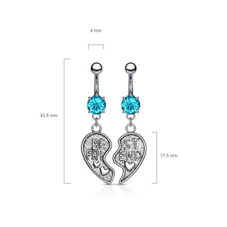 Piercing ombligo BEST FRIEND Corazón colgante Circonita
