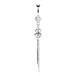 Piercing ombligo Corazón colgante Circonita Plata