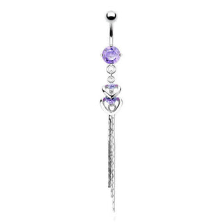 Piercing ombligo Corazón colgante Circonita Plata