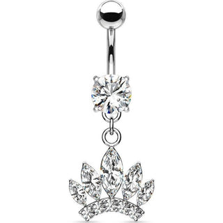 Piercing ombligo Corona colgante Circonita plata