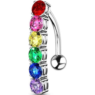 Piercing ombligo Circonita Top-Down Arco Iris Plata
