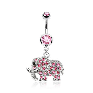 Piercing ombligo Elefante colgante Circonita Plata